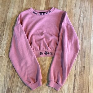 Pink cropped sweater and joggers